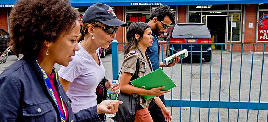 WHEDco's community development team tours merchant spaces at Southern Boulevard