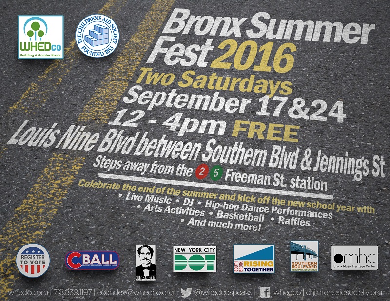 Flyer for Bronx Summer Fest 2016