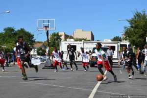 Basketball game hosted by C-Ball League at Bronx Summer Fest 2016.