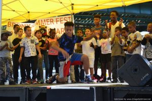 Young dancers onstage at Bronx Summer Fest 2016.