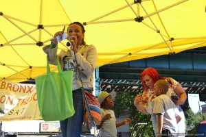 Kerry McLean, WHEDco's Vice-President of Community Development, onstage at Bronx Summer Fest 2016.